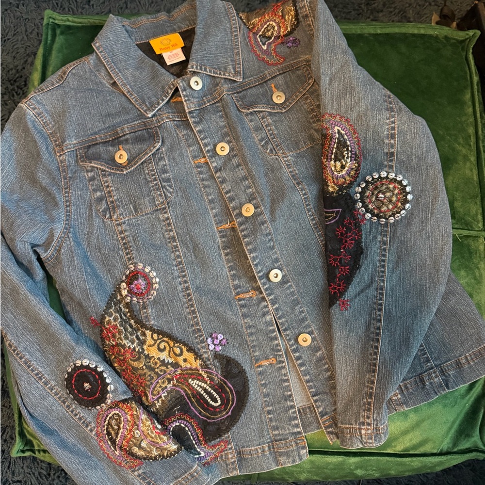 Ruby Rd Embroidered Denim Jacket | Lightweight Pa… - image 1